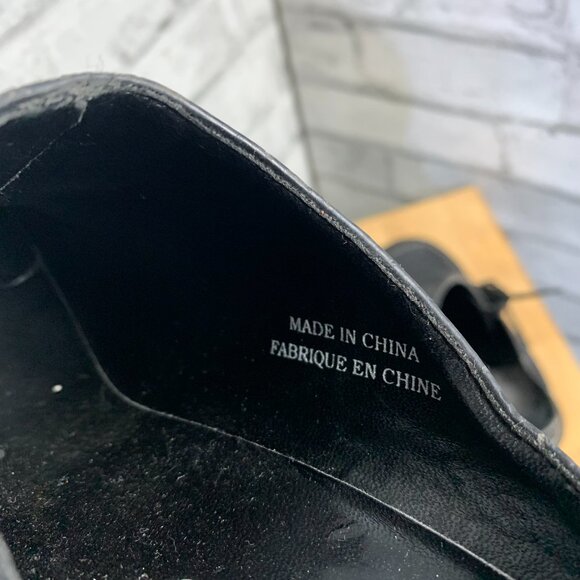 Vintage Y2K Nevada Chunky Heel Platform Mules 5 Black Leather Slip On Shoes 90s - Picture 13 of 13